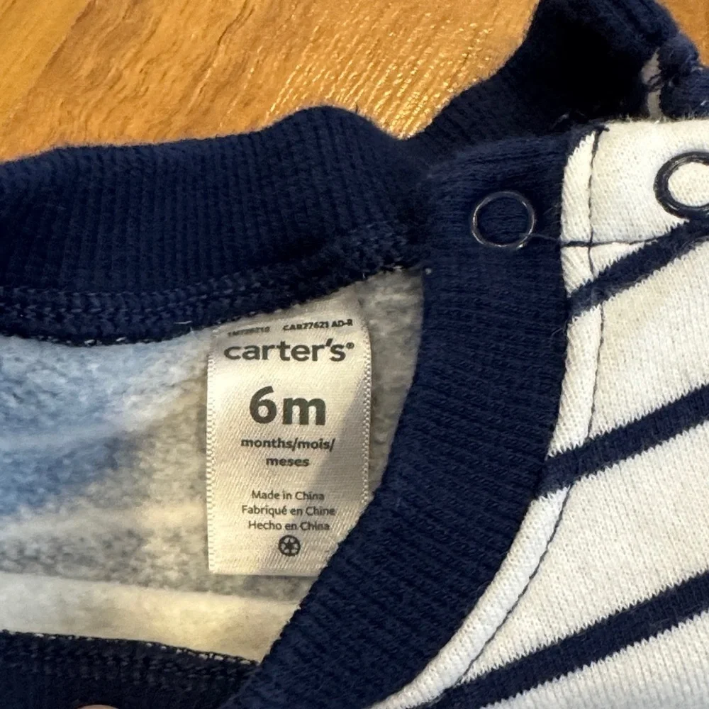 Carter's Navy Striped Sweater and Denim baby Overalls